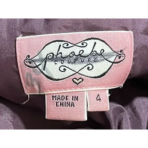 Phoebe Couture Oriental Silk Floral Brocade Sheath Cocktail Dress Size 4