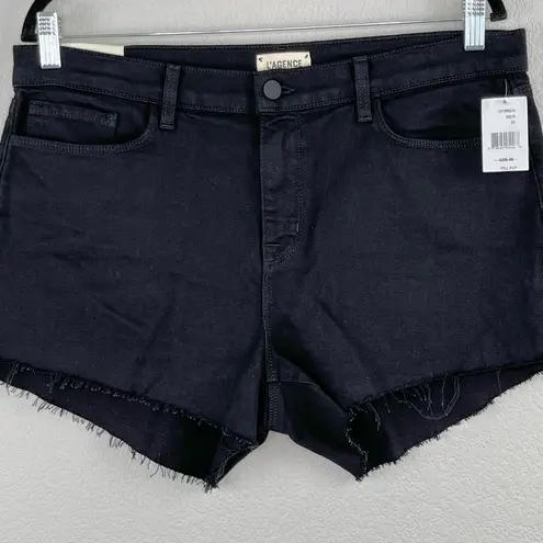 L'Agence L’Agence Audrey Mid Rise Raw Hem Jean Cutoff Shorts in Noir Black Size 31 NWT