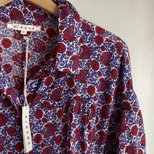 XiRENA Grady Romper Nichols Floral Cotton Belted Purple Size L