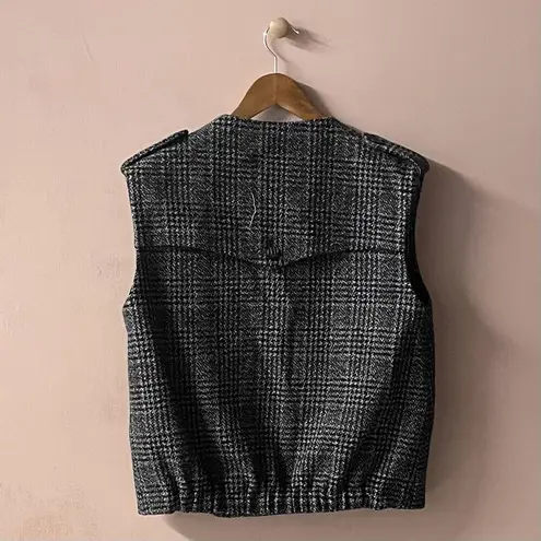 April, May Dark Gray Glen Plaid Wool Blend Vest EUC Size L Size L