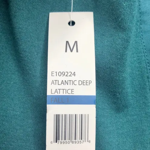 Sharagano Teal Lattice Sleeve Knit to Fit Blouse - Size Medium