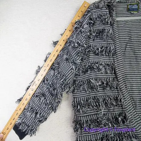 Vintage Paula Sweet sweater Jacket 100% cotton fringe, black white grey, size M Size M