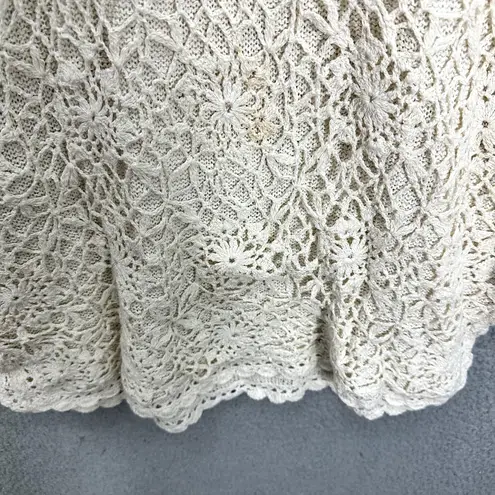 Savannah Top Womens Small Ivory Floral Crochet Silk Cotton Boho Cottagecore Vtg