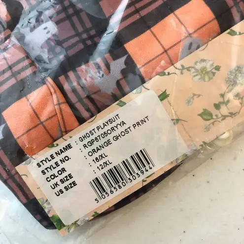 Timeless London Ghost Playsuit Halloween Romper Plaid Orange Black US 12/XL