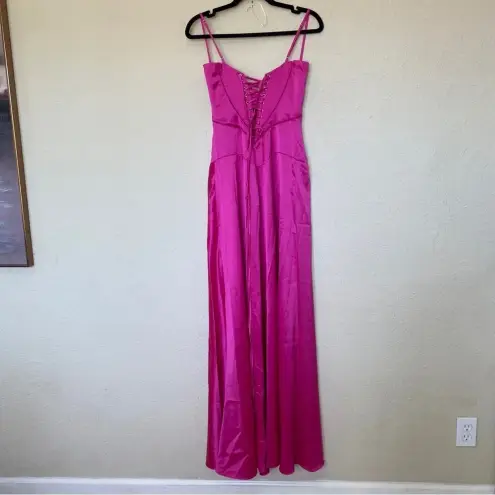 House Of CB  'Anabella'‎ Fuchsia Lace Up Maxi Dress NWOT size S