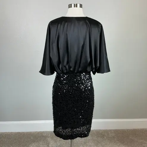 Eliza J Satin and Sequined Mini Sheath Sparkly Cocktail Party Dress Black Size 6