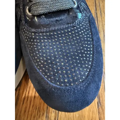 NeroGiardini Shoes Womens Size 37 Suede Glitter Made in Italy Sneakers Blue