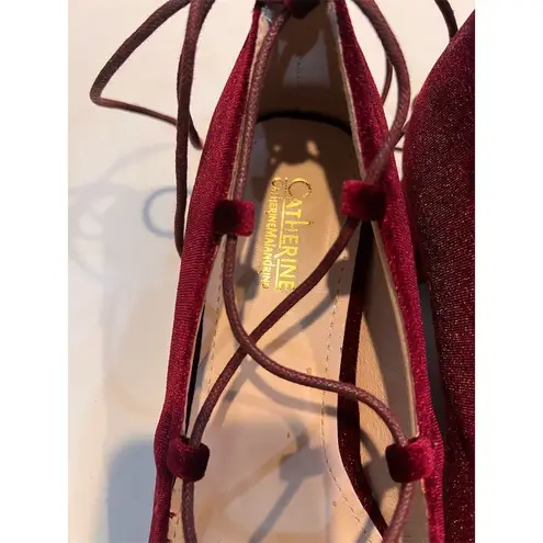 Catherine Malandrino Women's Red Lace-Up Pumps Size 8 Block Heel
