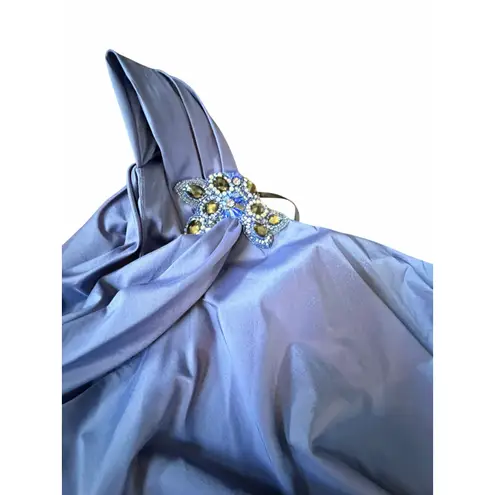 David Meister NWT Blue One Shoulder Jeweled Gown - Size 22