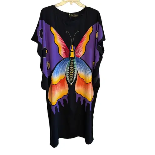Batik Halus Puri Kencana Purple Butterfly Dress Black Size L