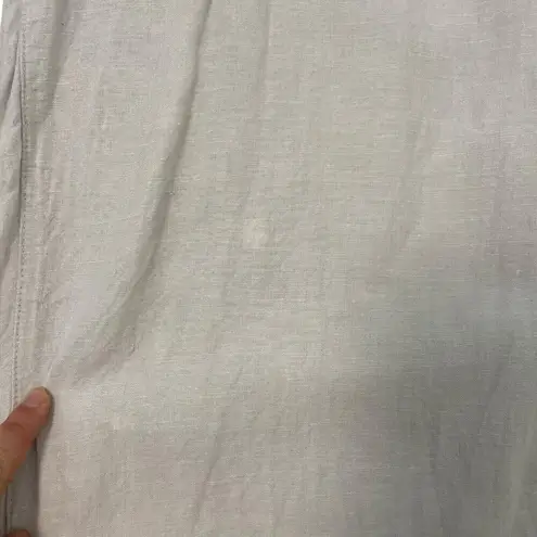 Tahari 100% Linen Wide Leg Cropped Pants Breezy Lagenlook Cream size Medium