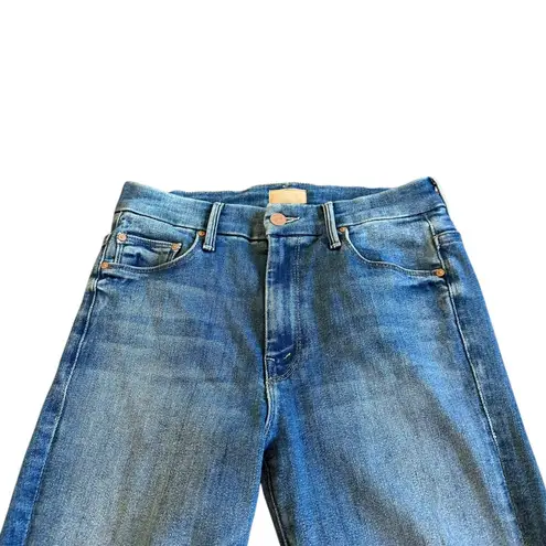 Mother Denim High Waisted Looker Ankle Fray Hey Sun Wash Raw Hem Size 25 Women's Blue