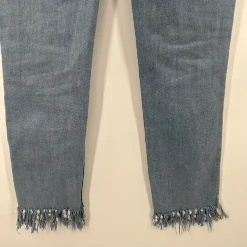 Free People  Jeans Distressed Ripped Great Heights Frayed Fringe Skinny Size 26