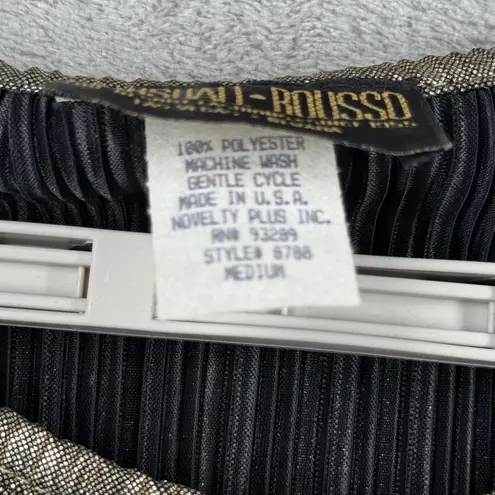 Marshall Rousso Blouse M Gold Plissé Pleated Metallic Disco Glam Party Y2K Chic Size M