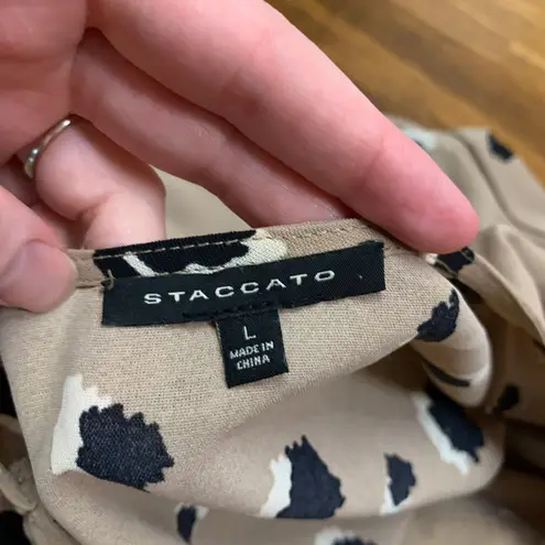 Staccato  Women's Tan‎ Leopard Print V Neck Button Front Mini Dress Size Large