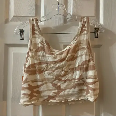 NWT Colsie Tan Camo Cozy Cropped Pajama Top size Large