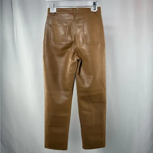 Wilfred Aritzia Melina Straight Leg Vegan Leather Pants in Light Brown Size 6
