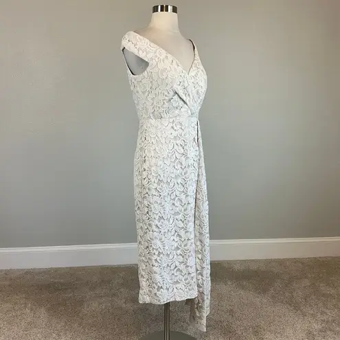 Eliza J Women's Cocktail Dress Size 6 Ivory White Lace Off the Shoulder Sheath