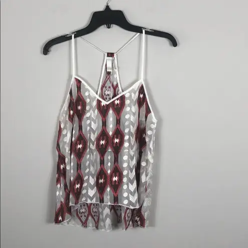 Line and Dot Top Sheer Silk Tribal Racerback Tank