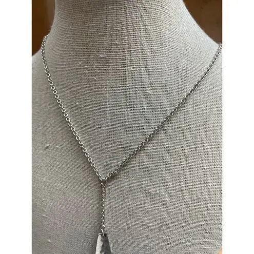 The Sak NWT Hammered Silver Y Pendentā Drop Necklace w/ Adjustable Clasp