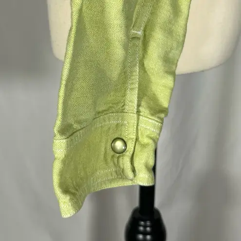 J Jill • Linen Blend Jacket Size L Petite Lime Green Front Pockets Blazer