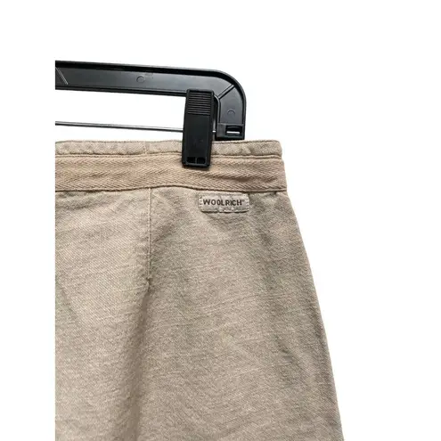 Woolrich  Womens 12 Pants 1404 Stone Flat Front Cotton Cropped Drawstring Pockets