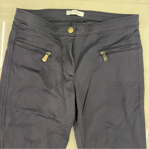 Versace Collection Stretch leggings with Medusa Zipper Blue Size 6