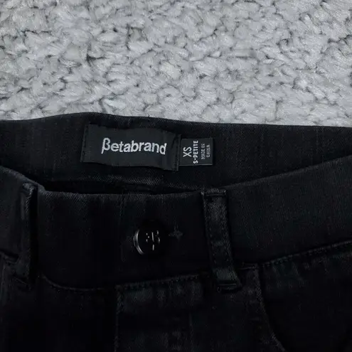 Betabrand XS Short Petite Skinny Leg 4-Pocket Yoga Denim Jeans Pull On Black