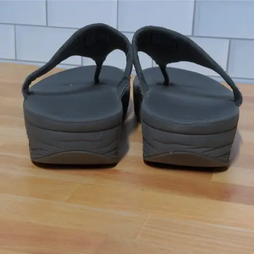 FitFlop Silver Lulu Superglitz Sandals Thong Flip Flop Sequins - Size 8