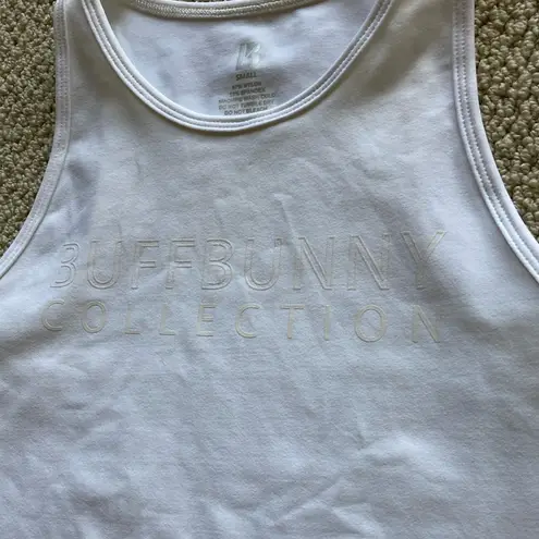 Buffbunny Collection NEW White Aurora Logo Crop Graphic Tank Top Size Small NWOT