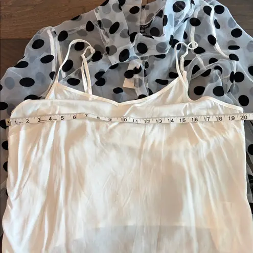 Strut & Bolt NWT Sheer Polka Dot Tie Neck Blouse Sz L