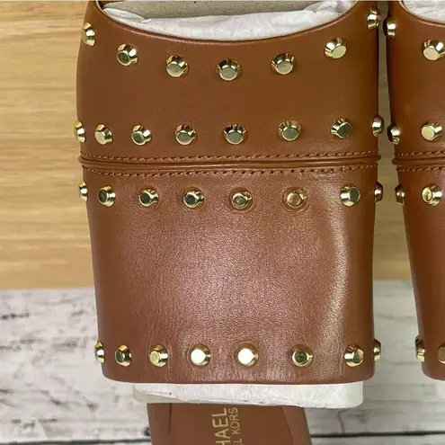 Michael Kors  Jagger Studded Leather Platform Sandal Brown Size 9