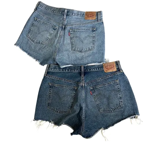 2 pair Levi Strauss Co 501 Denim Cutoff Shorts Distressed Raw Hem Womens Size 33 Blue