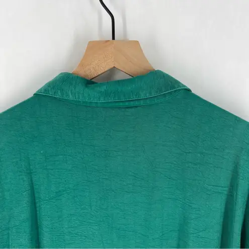 Tianello TENCEL Plus Sized Aida Blouse Button Front Garment Dyed Green Size 1X