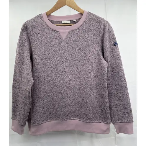 LL Bean Sweater Women's Pink Heathered Knit Sweatshirt Pullover Cozy Warm Crew M Size M