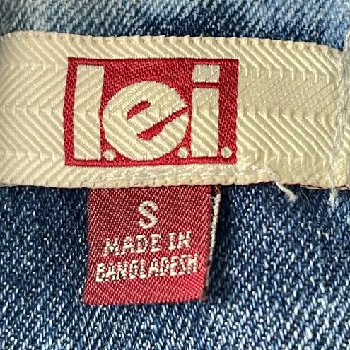 L.E.I  Plum Sweatshirt Sleeve Hooded Jean Jacket Juniors Size S Blue Gray Button Up