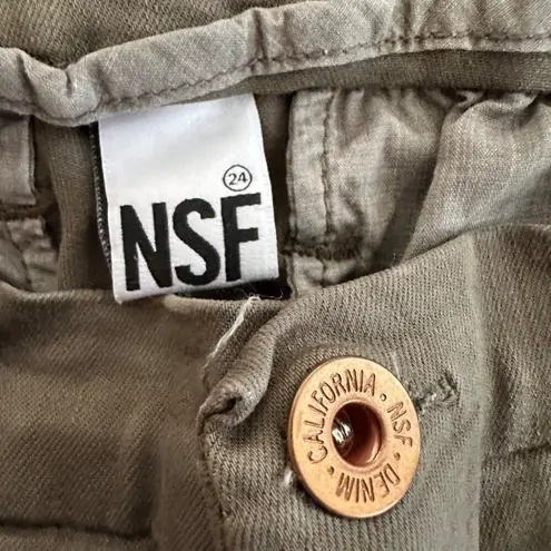 NSF The Wallace Olive Green Skinny Jeans with Side Sparkle Stripe sz 24