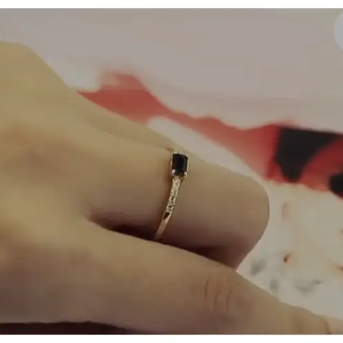 Boutique NEW Women's 18k Gold Plated Baguette Simulated Diamond Black Onyx Ring Size 5.5‎