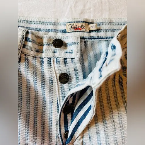 Faherty Topsail Carpenter Pant Striped Jean Size 26 Blue and White Relaxed Fit