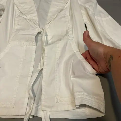 XCVI Women's White Jacket S Tie Waist 3/4 Sleeve Casual