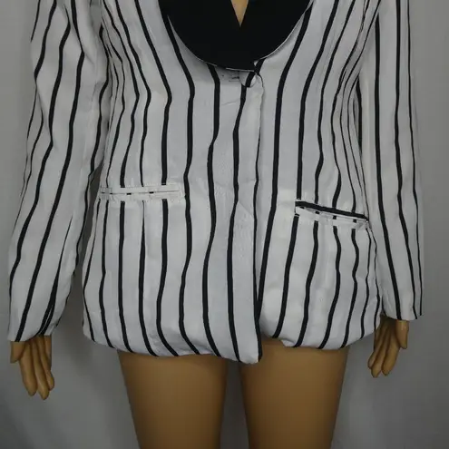 Missguided  Striped Tailored Button Blazer Jacket 6 Black White NWT NEW Career