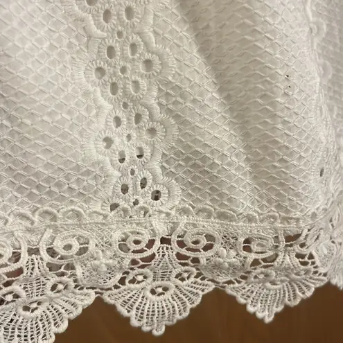 Francesca's Francesca’s Jun & Ivy White Eyelet with Lace Crop Top