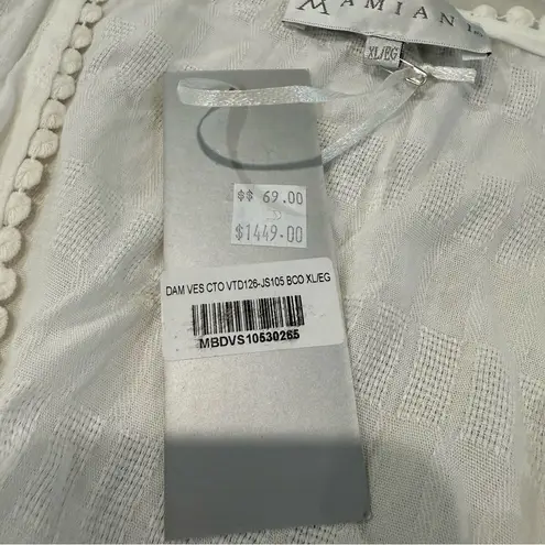 Amiani NWT Asymmetrical Ruffle Sleeve Tie Front SwimSuit CoverUp Womens XL White