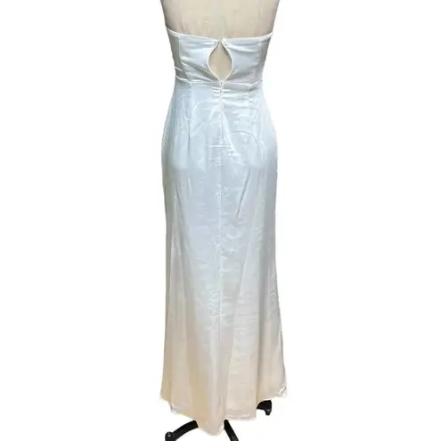 Lulus Eternal Infatuation White Satin Strapless Maxi Dress Size XS White
