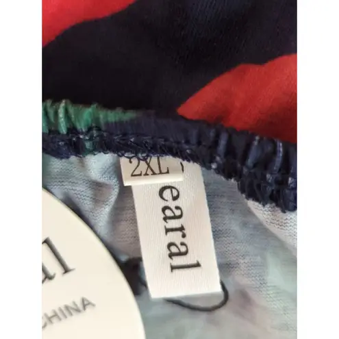 Qearal Navy Multicolor Floral Tiered Dress XXL NWT Coastal Bohemian Blue