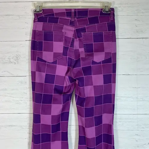 American Bazi purple checkered flare pants size Small