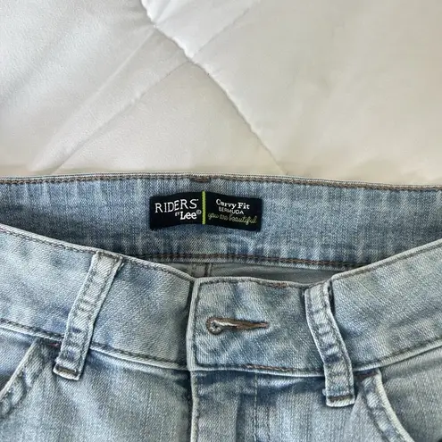 Riders By Lee Womens 8M Curvy Fit Bermuda Stretch Light Denim Summer Shorts Blue Size 8