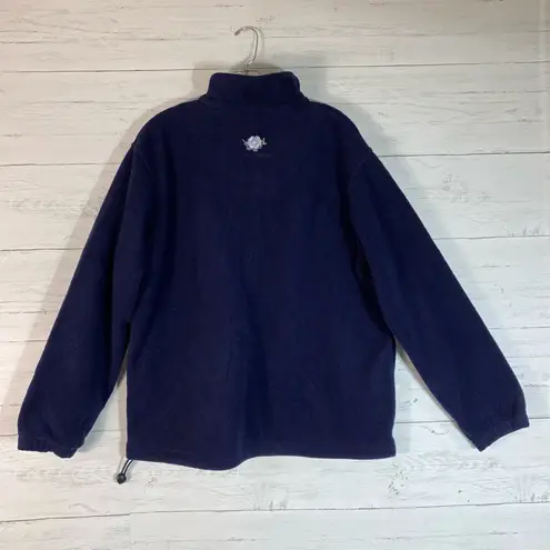 Northern Reflections Vintage Navy Blue Fleece 1/4 Zip Floral embroidered size L