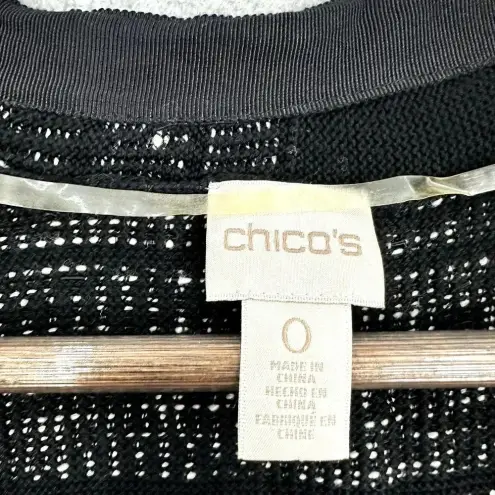 Chico's  Cardigan Womens Small Black‎ Open Front Sleeveless Longline Tweed Boho - Image 3