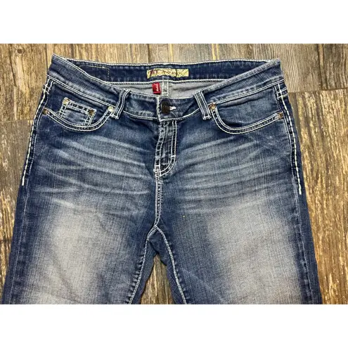 BKE Tenley Crop Capri Jeans Medium Wash Low Rise Stretch Bling Pockets Women 29